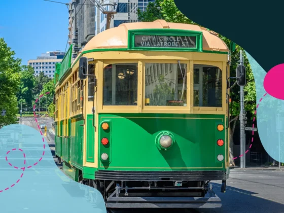 Melbourne tram in the city