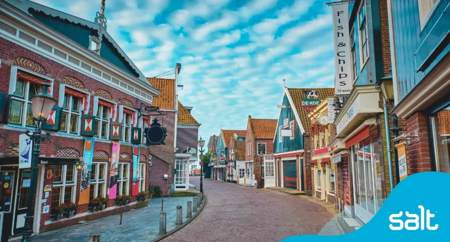 Street and traditional buildings in the Netherlands
