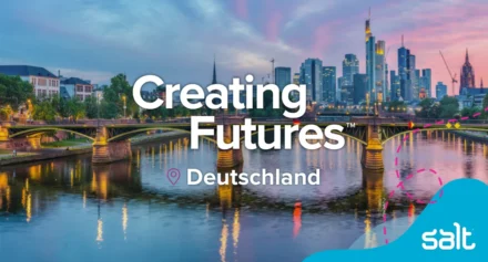 Germany city landscape with the wording "Creating Futures Deutschland" overlaid
