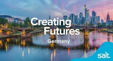 Germany city landscape with the wording "Creating Futures Deutschland" overlaid