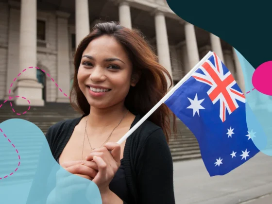 Woman holding the Australian flag