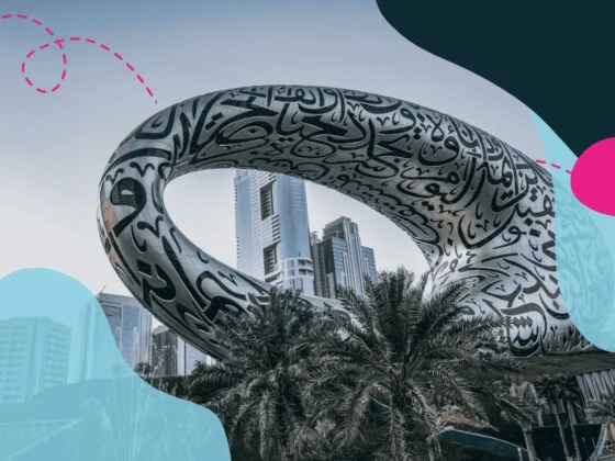 Close up of the Museum of The Future building in Dubai